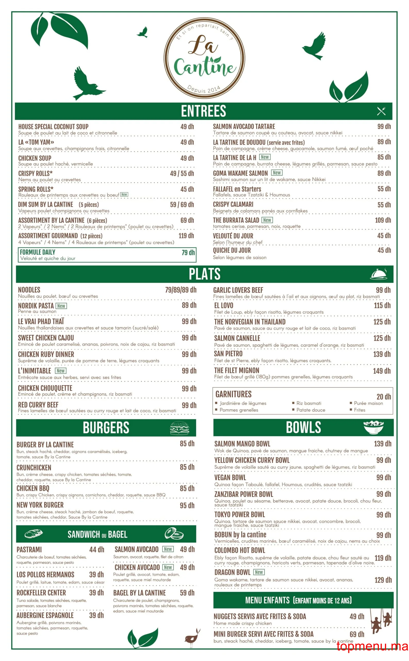 La Cantine menu page 1