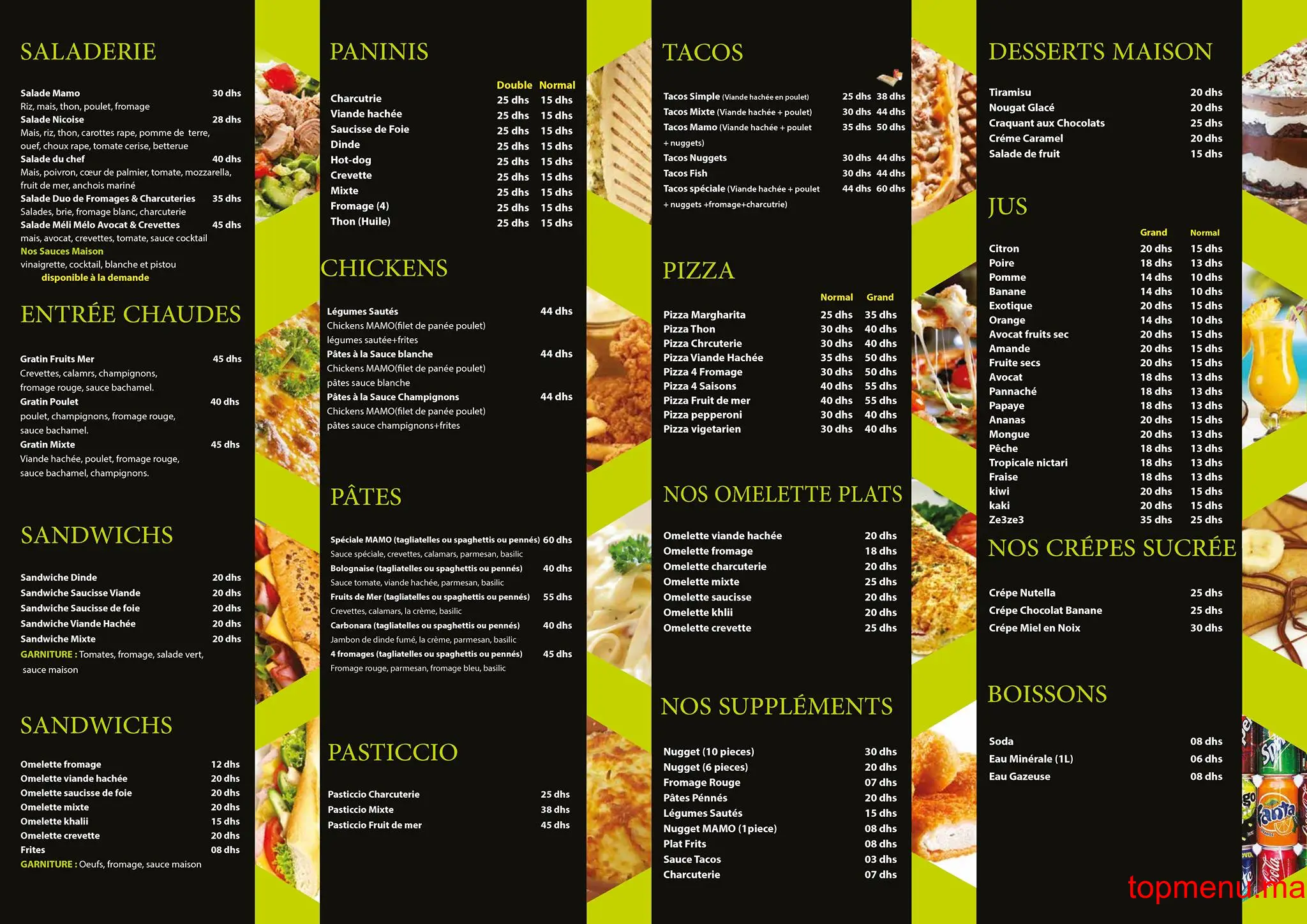 Mamo Food menu page 1