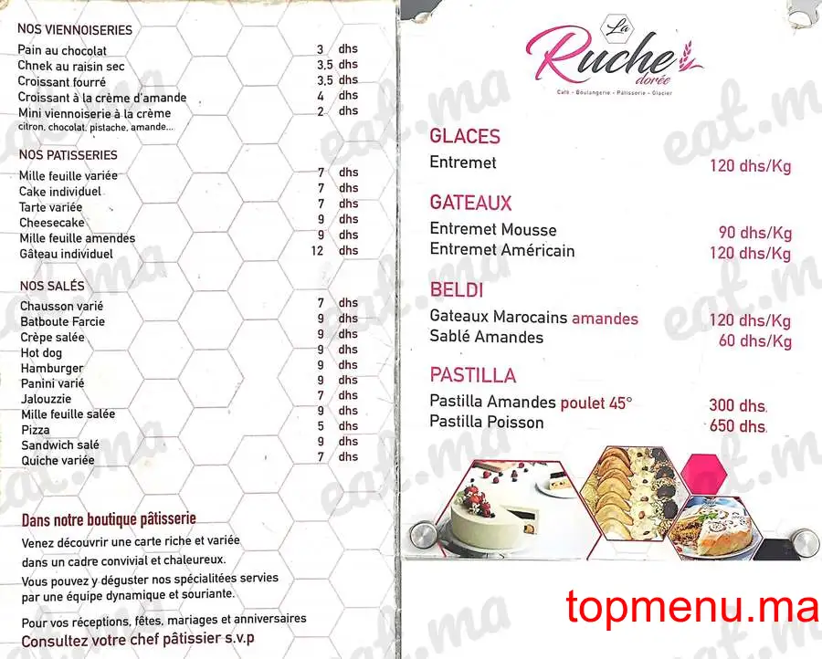 La Ruche menu page 2