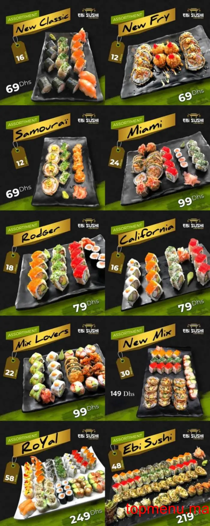 Ebi Sushi menu page 1