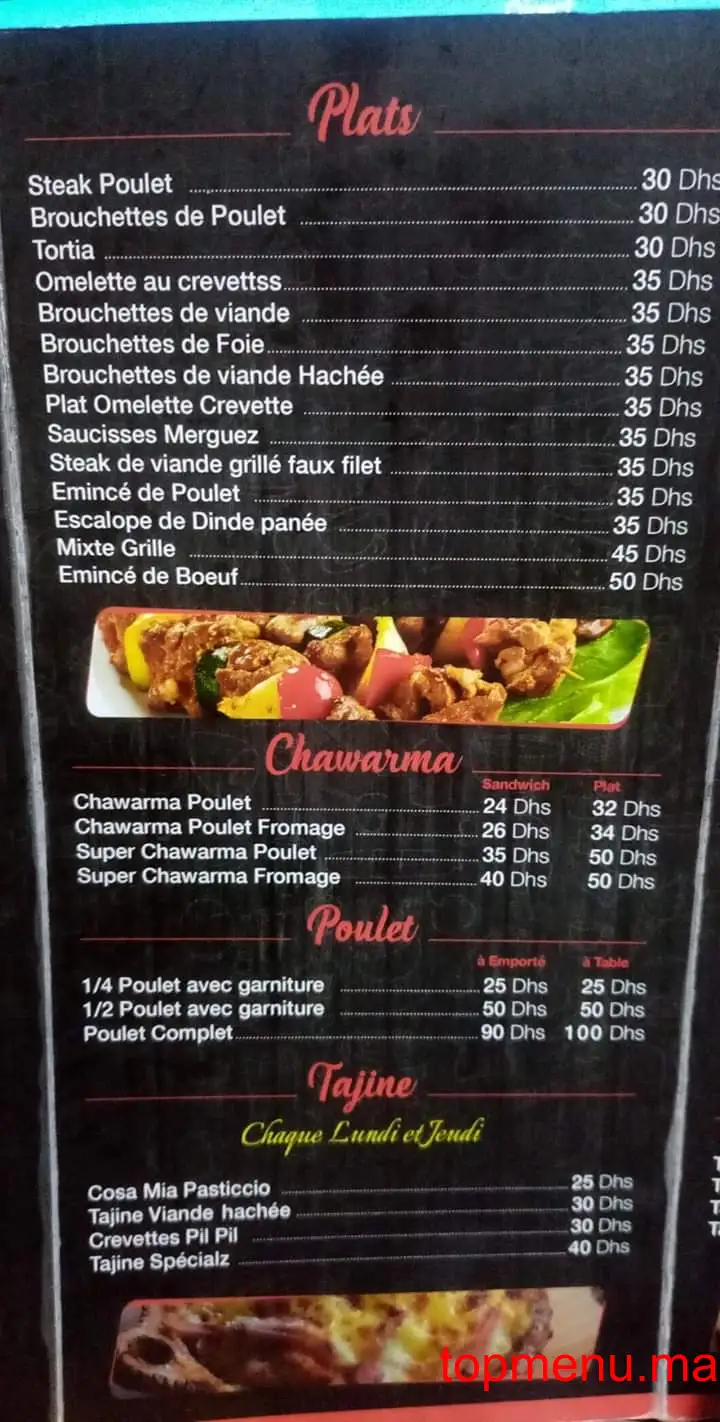 Snack le Cap menu page 3