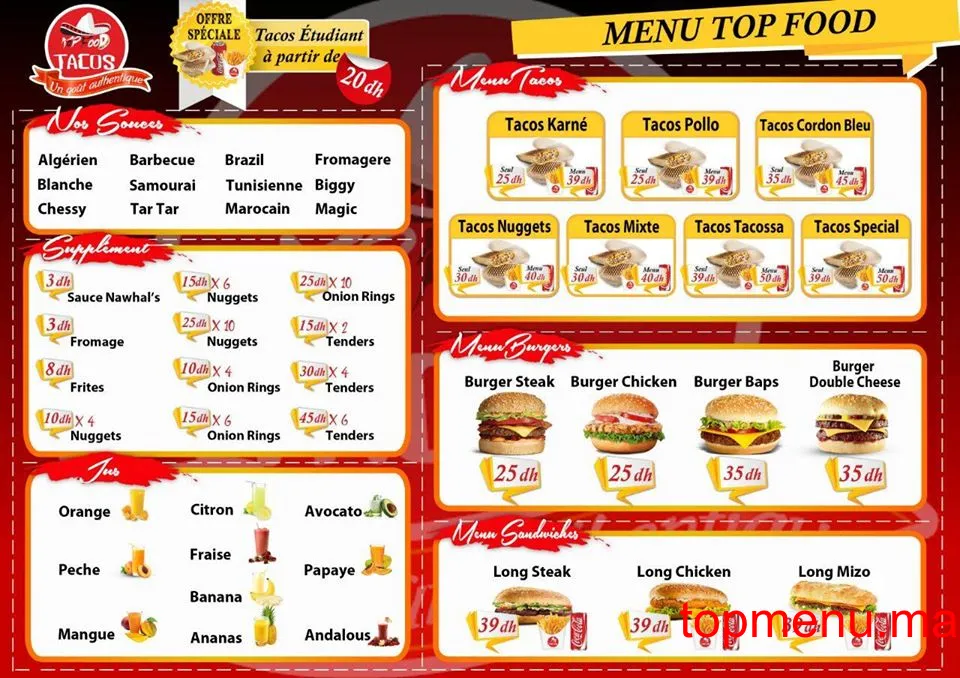 Tacos Top Food menu page 1