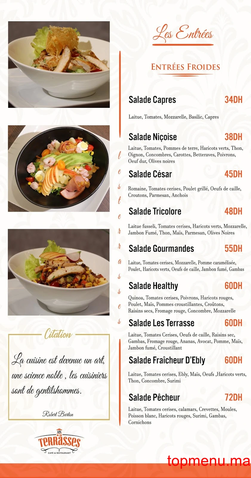 Les Terrasses menu page 1