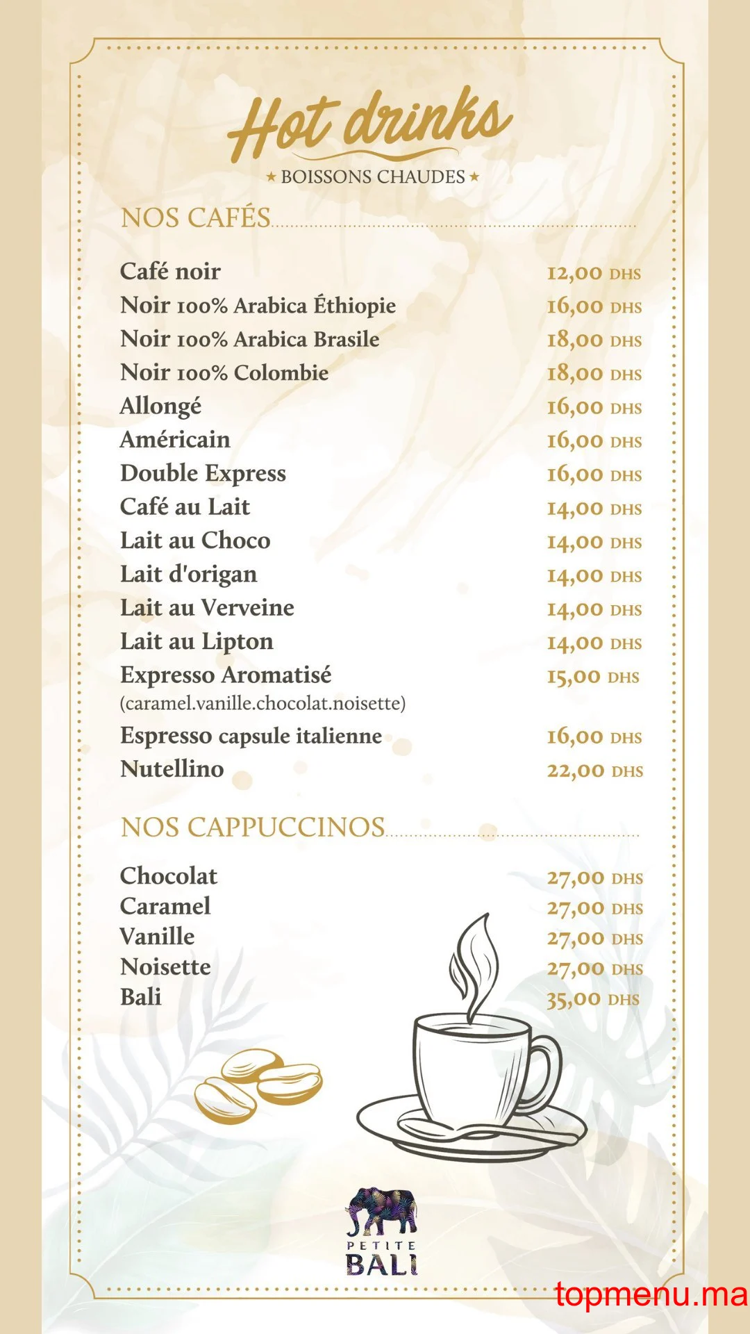 La Petite Bali menu page 2