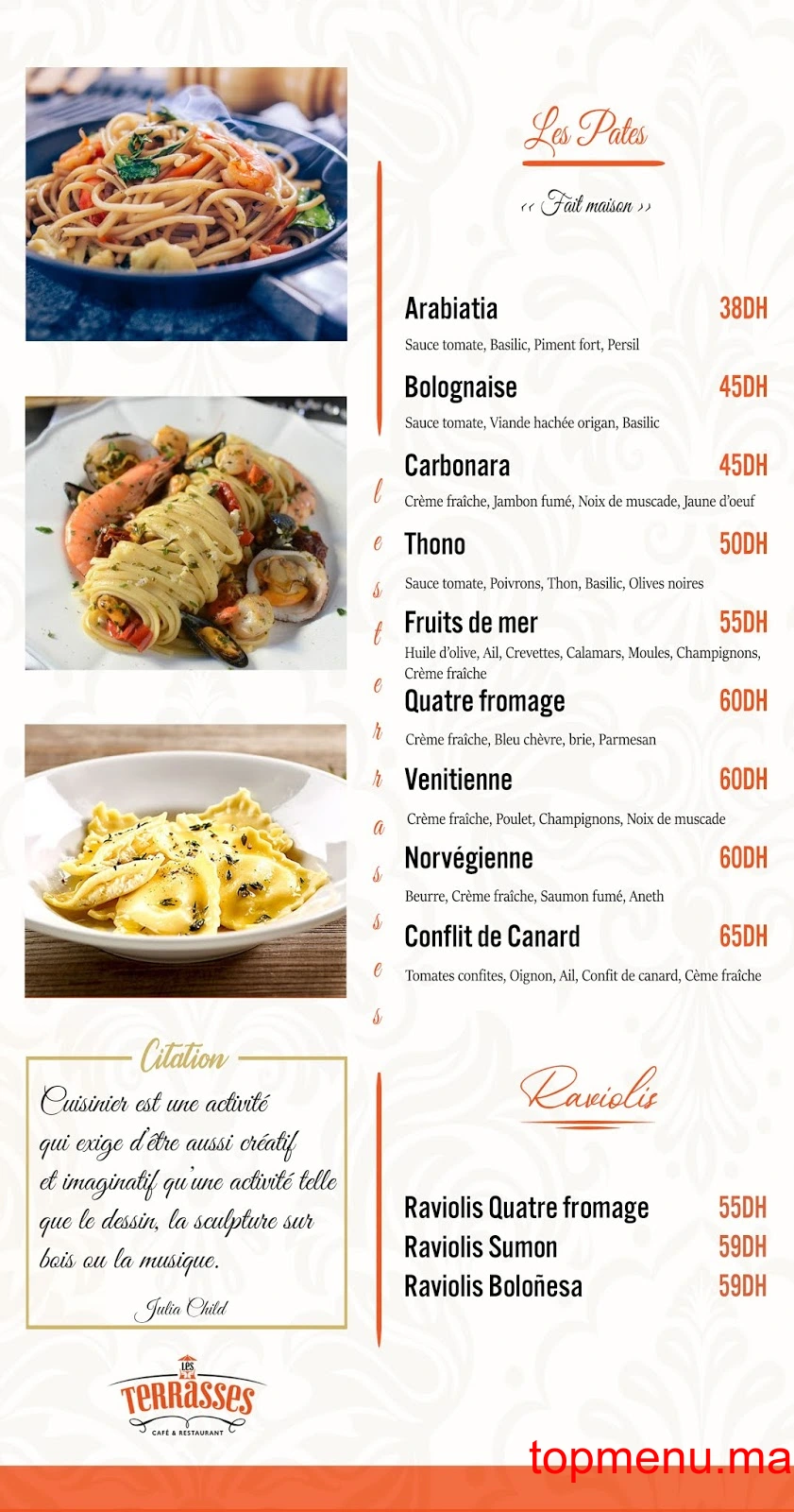 Les Terrasses menu page 3