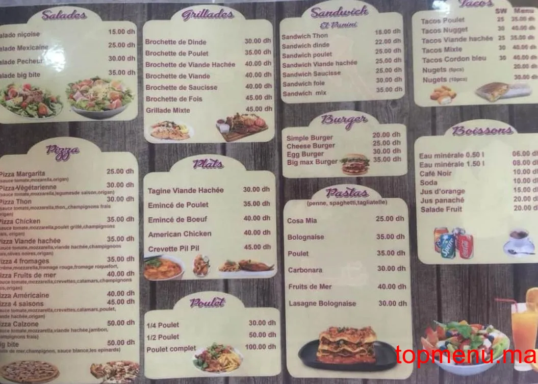 Big Bite Mazagan menu page 1