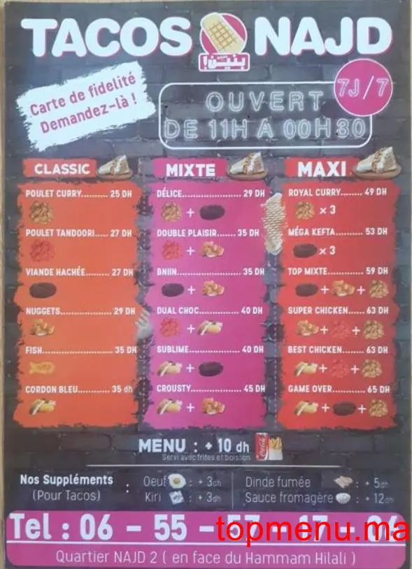 Tacos Najd menu page 1