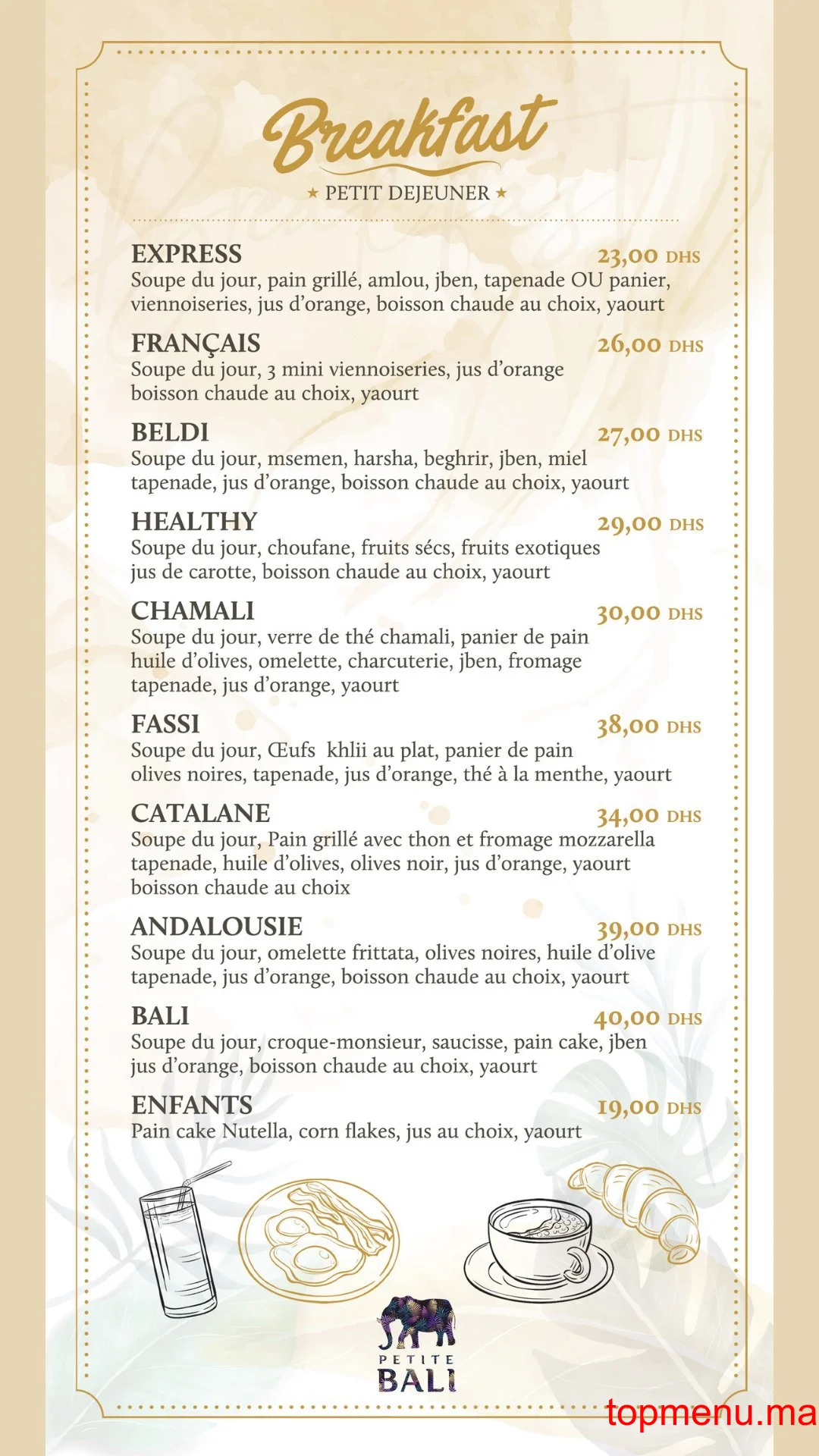 La Petite Bali menu page 1