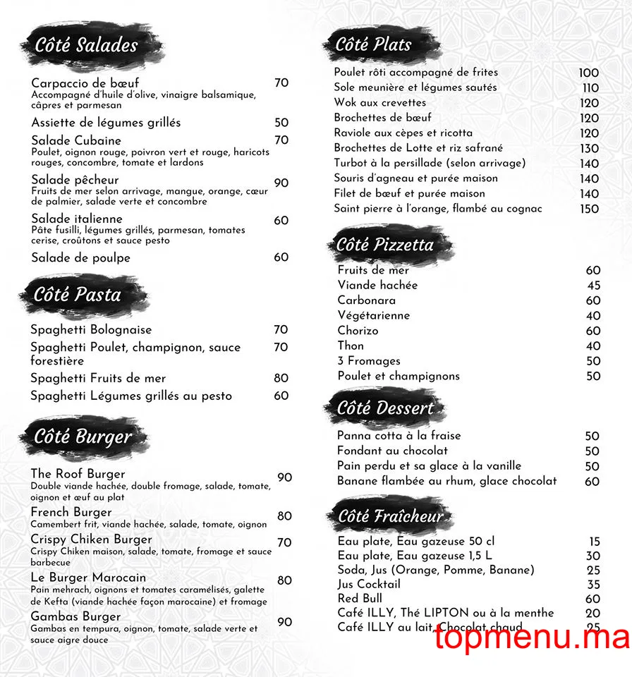 The Roof menu page 1