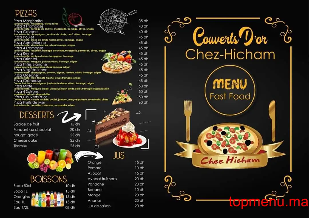 Couverts d’or menu page 1