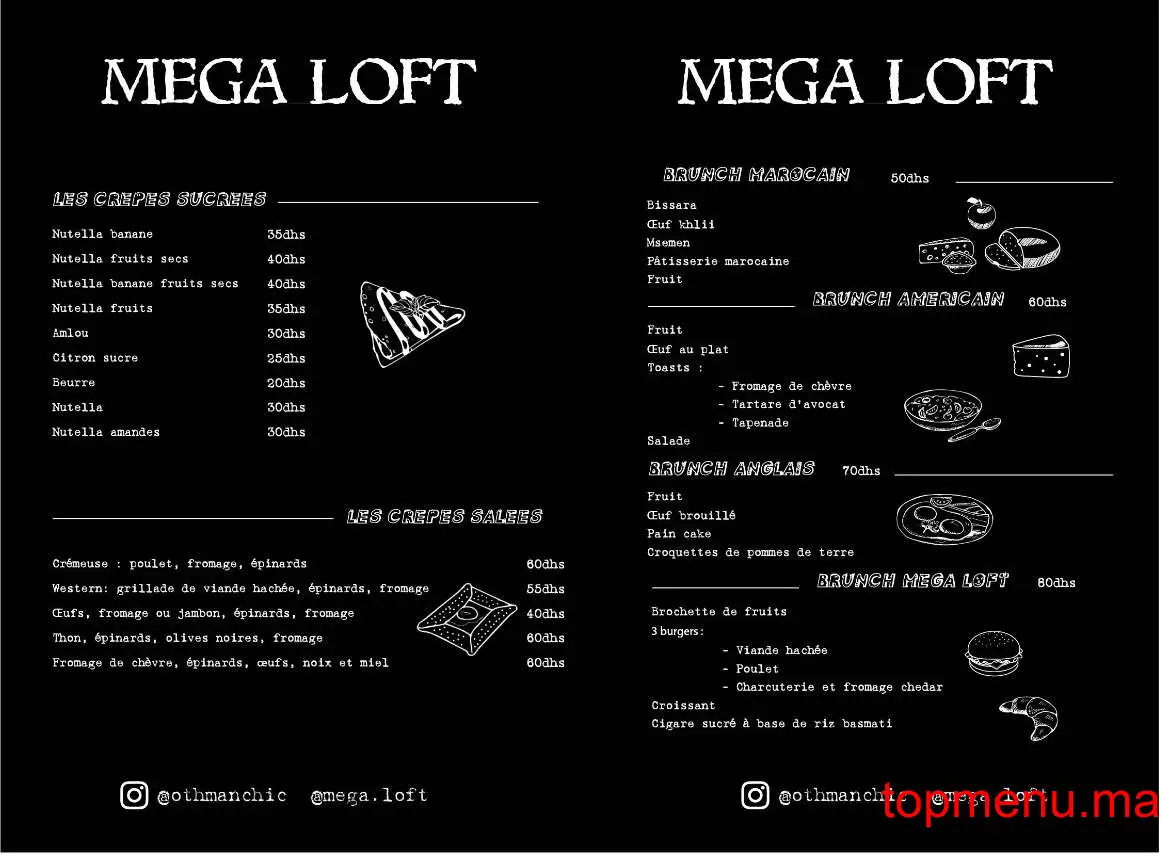 Mega Loft menu page 1