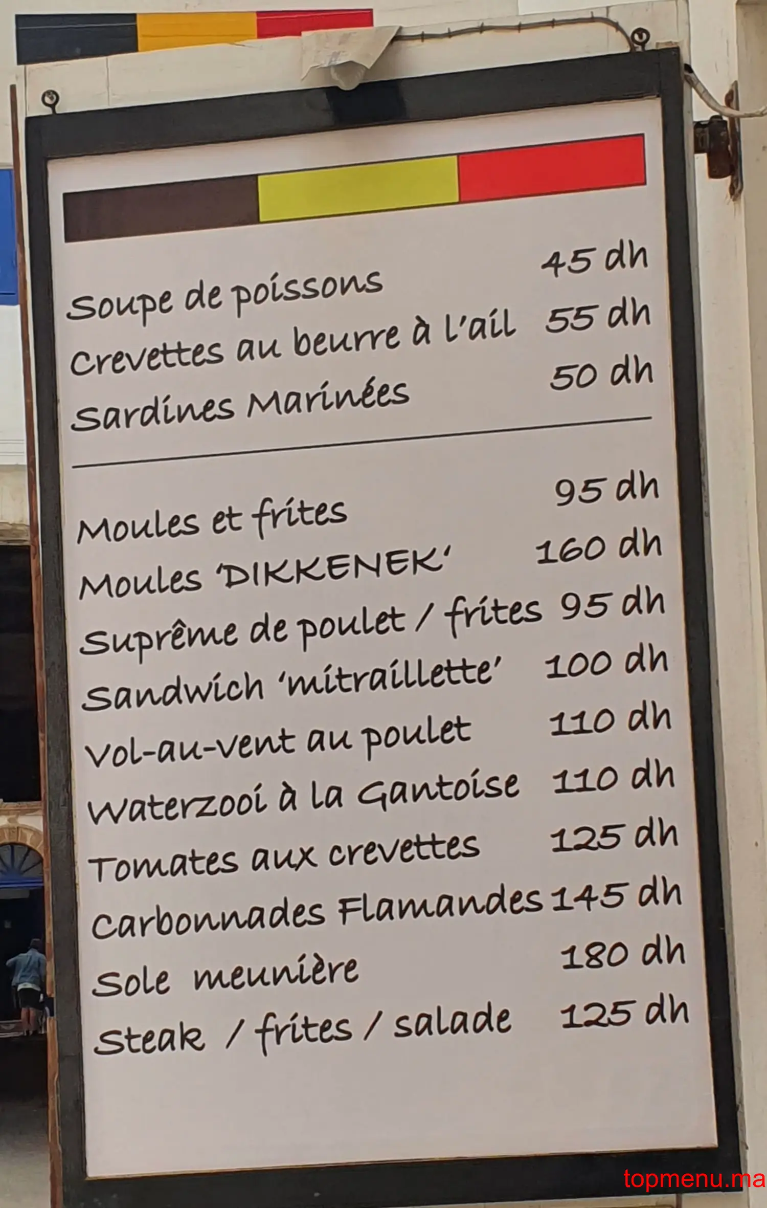 Le Resto du Belge menu page 1