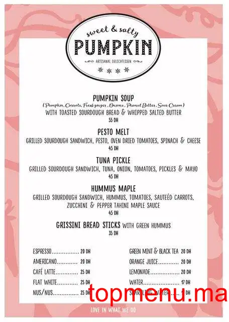 Pumpkin menu page 1