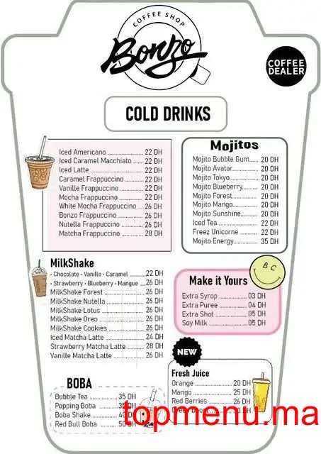 Bonzo menu page 1