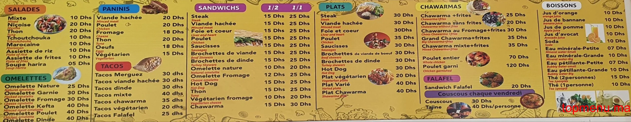 Snack Imssouane menu page 1