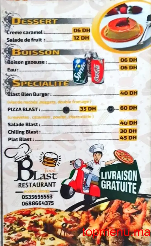 Blast Food menu page 2