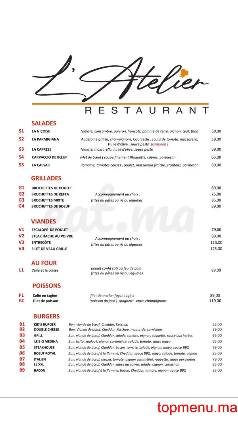 L’atelier menu page 1