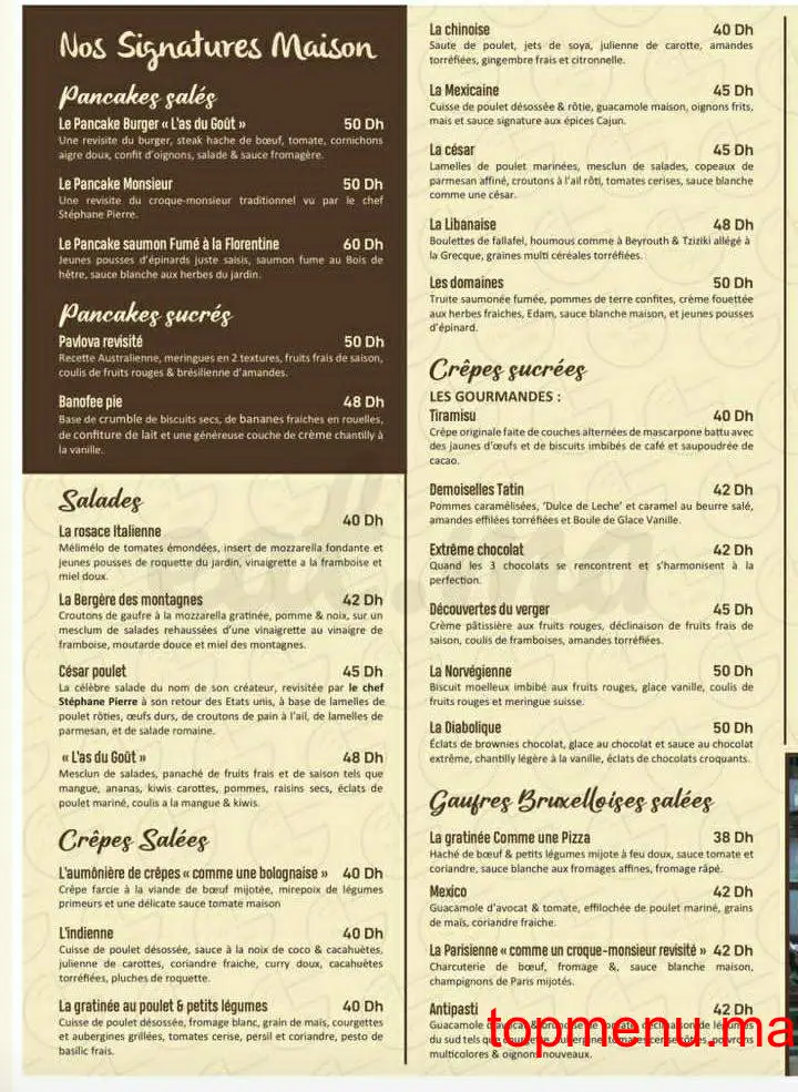 L’As du goût menu page 3