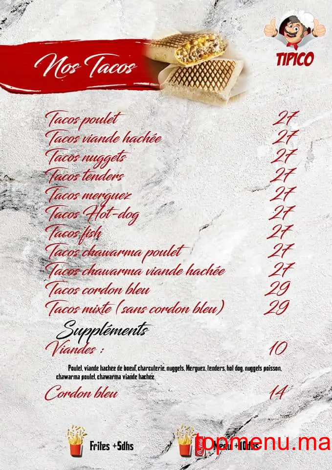 Tipico Pizza menu page 2