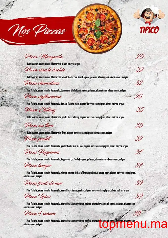 Tipico Pizza menu page 4