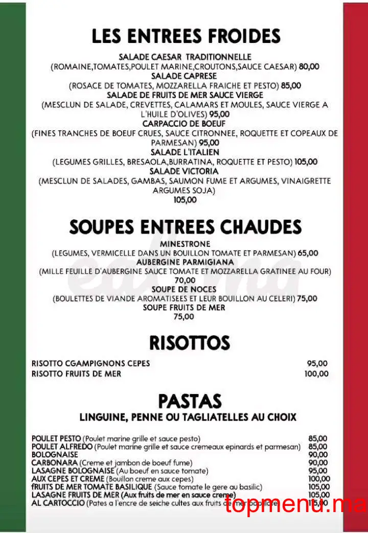 L’italien menu page 1