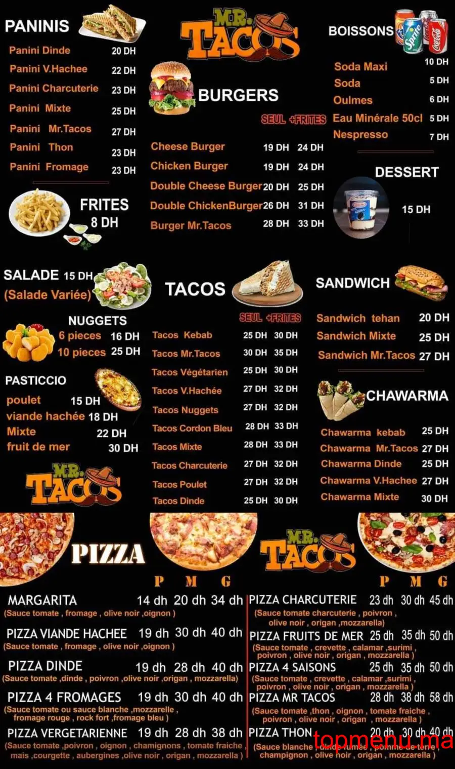 Mister Tacos menu page 1