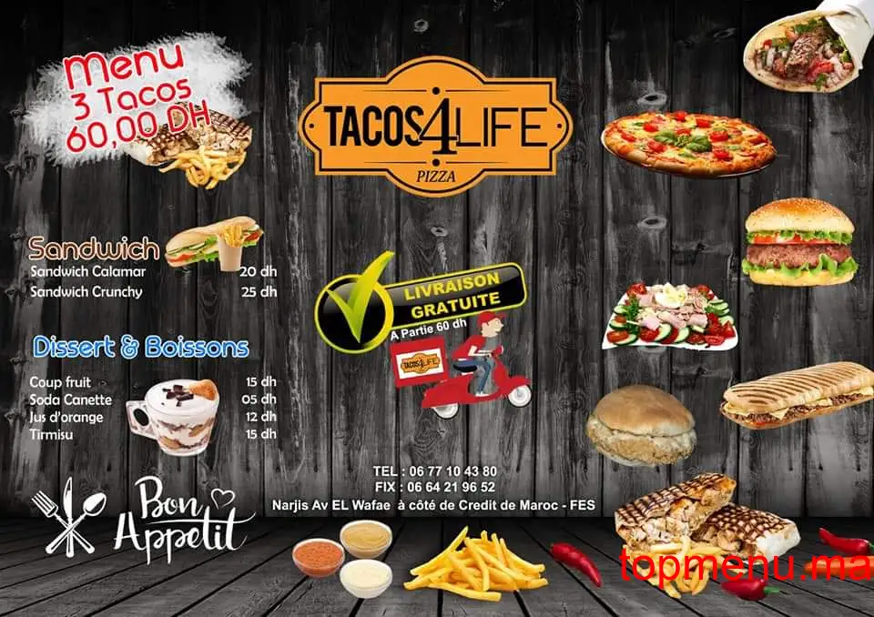 Tacos 4 life menu page 1