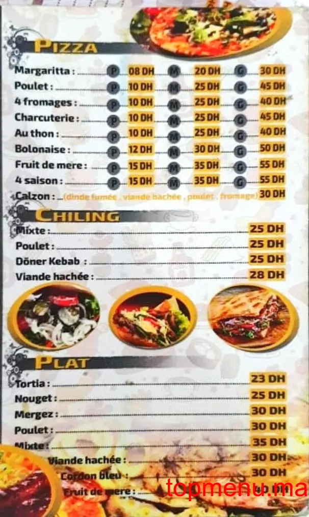 Blast Food menu page 1