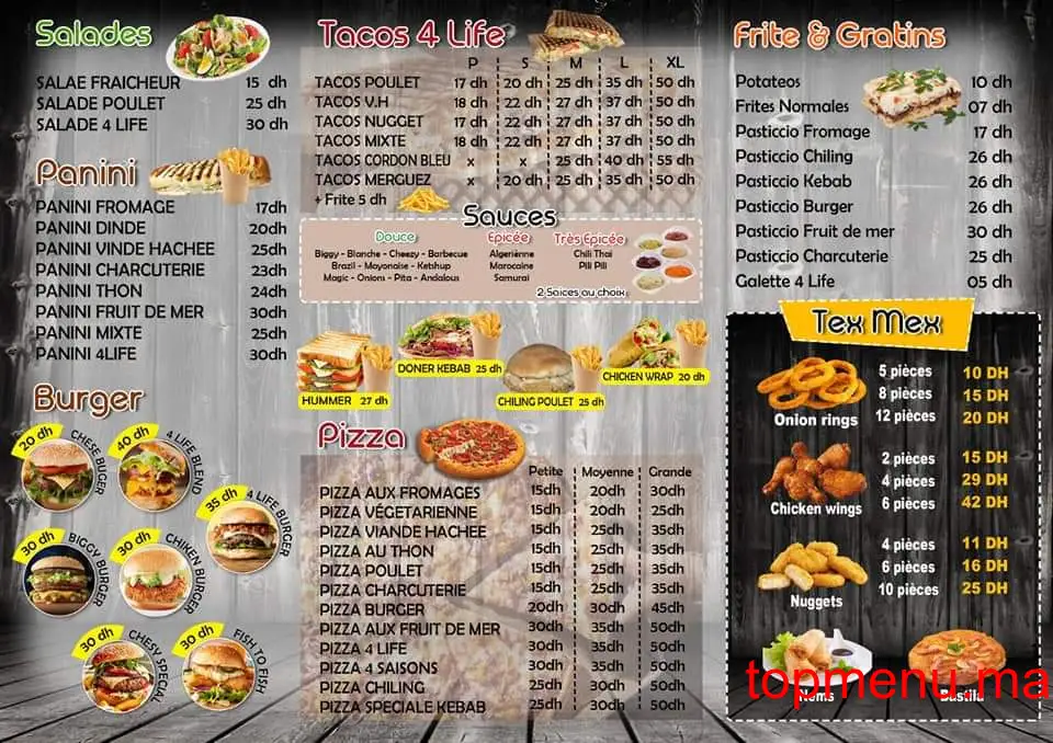 Tacos 4 life menu page 2