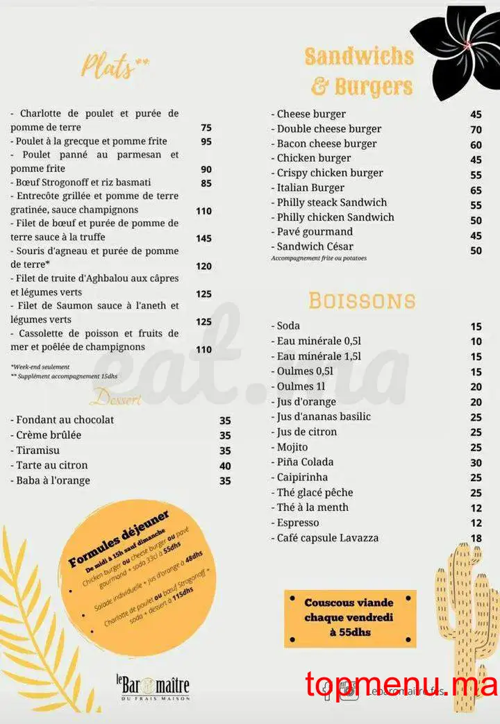 Le Baromaître menu page 2