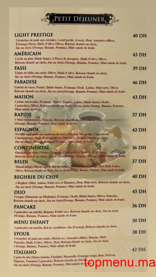 Golden Tense menu page 3