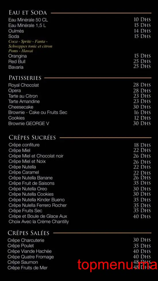 Café George V menu page 4