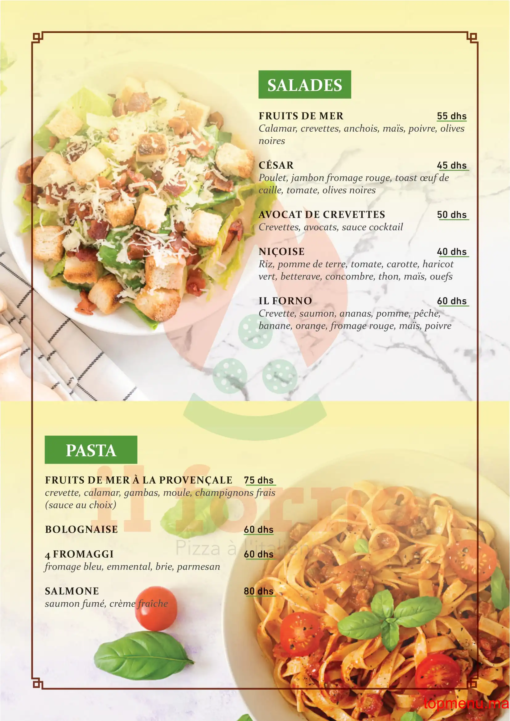 Il Forno menu page 1