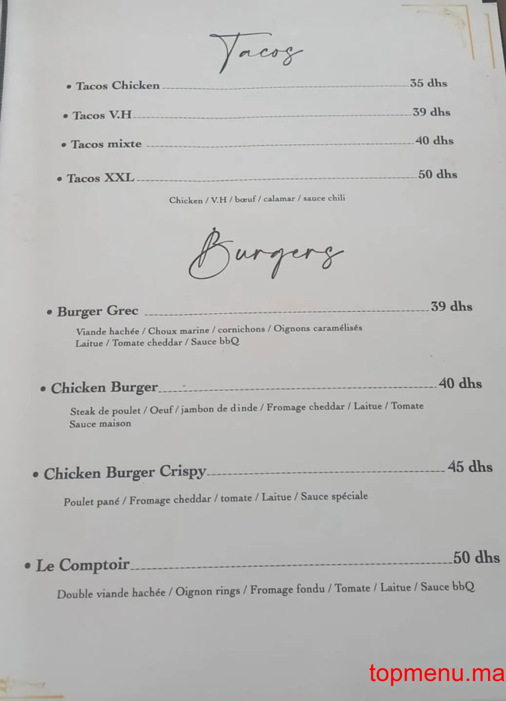 Le comptoir menu page 8