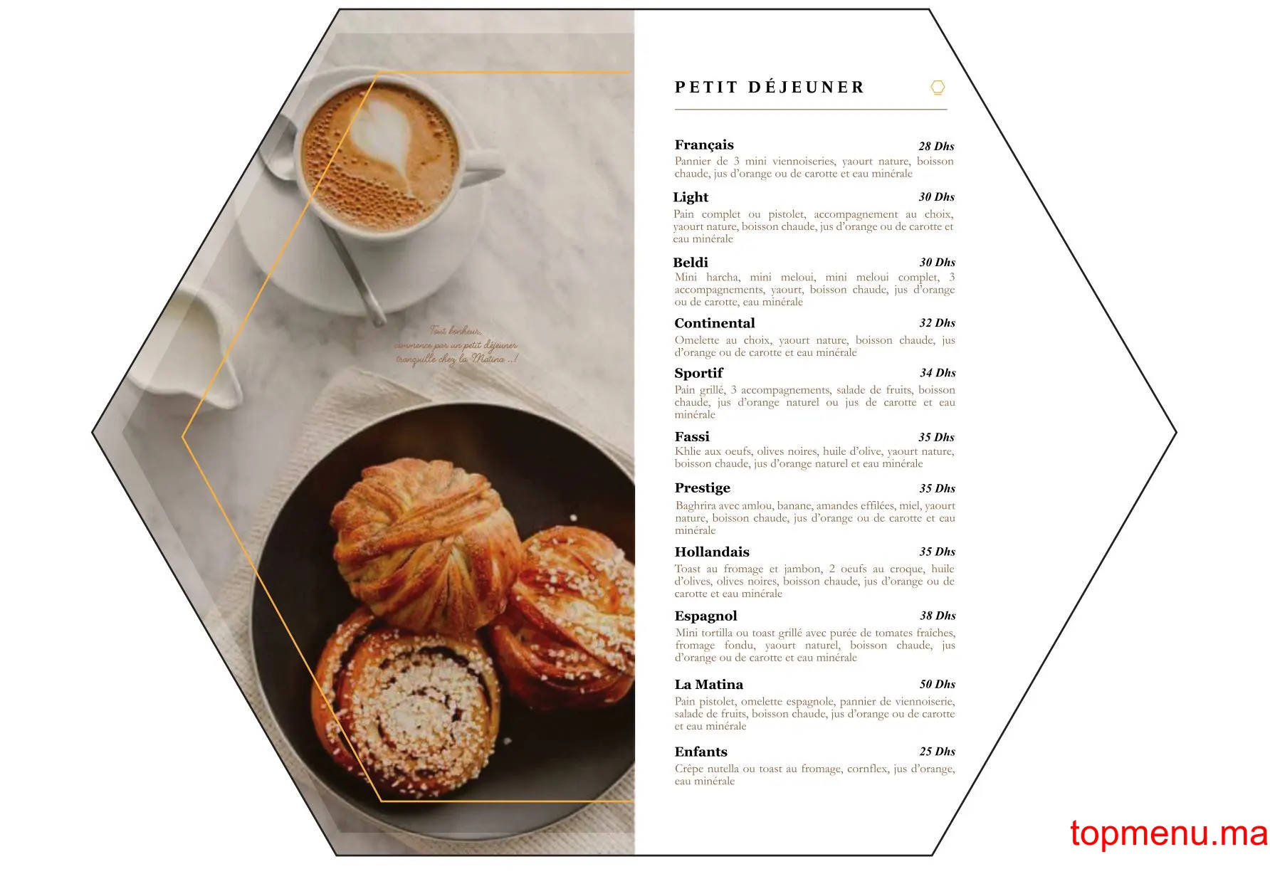 La Matina menu page 1