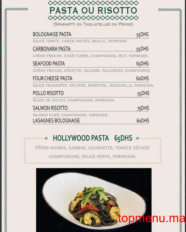 Hollywood menu page 2