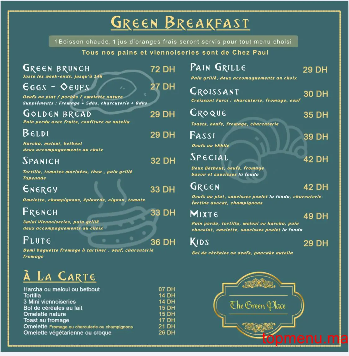 The Green Place menu page 2