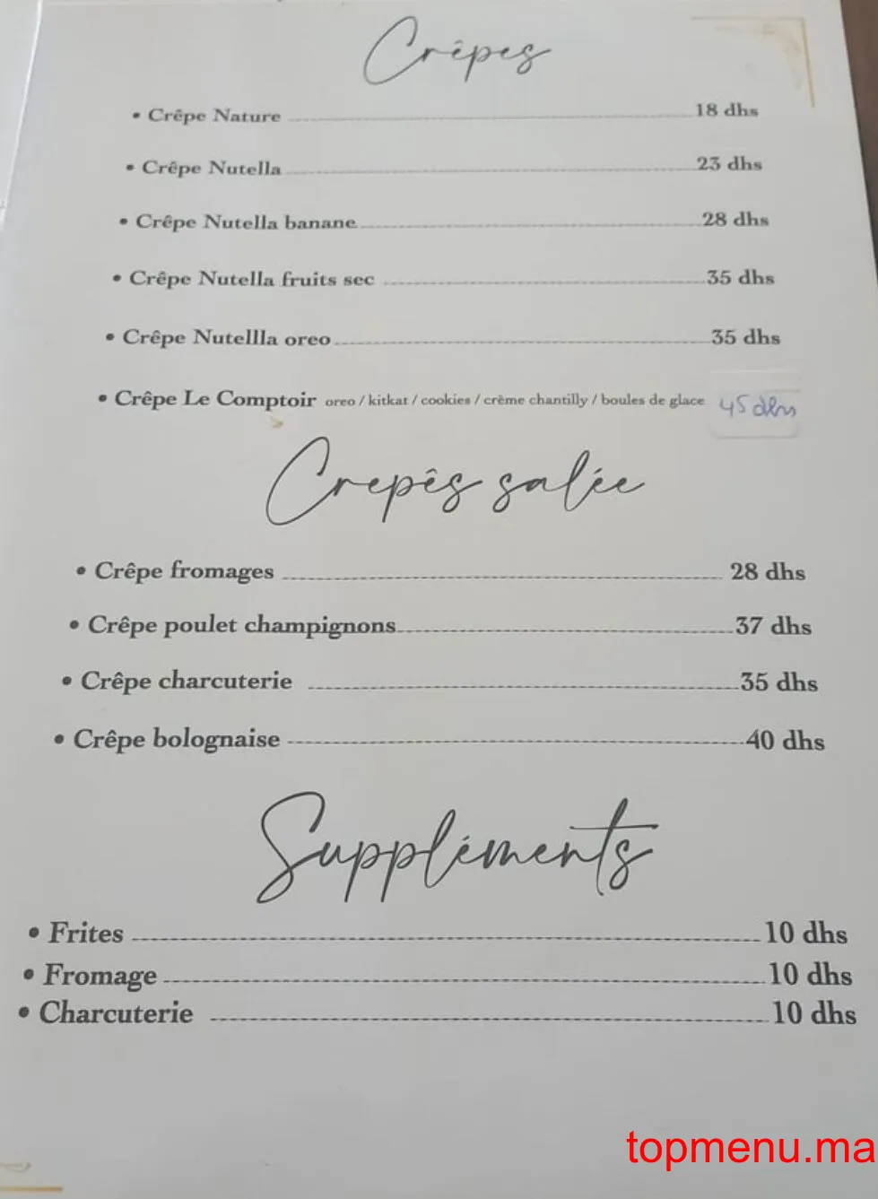 Le comptoir menu page 3