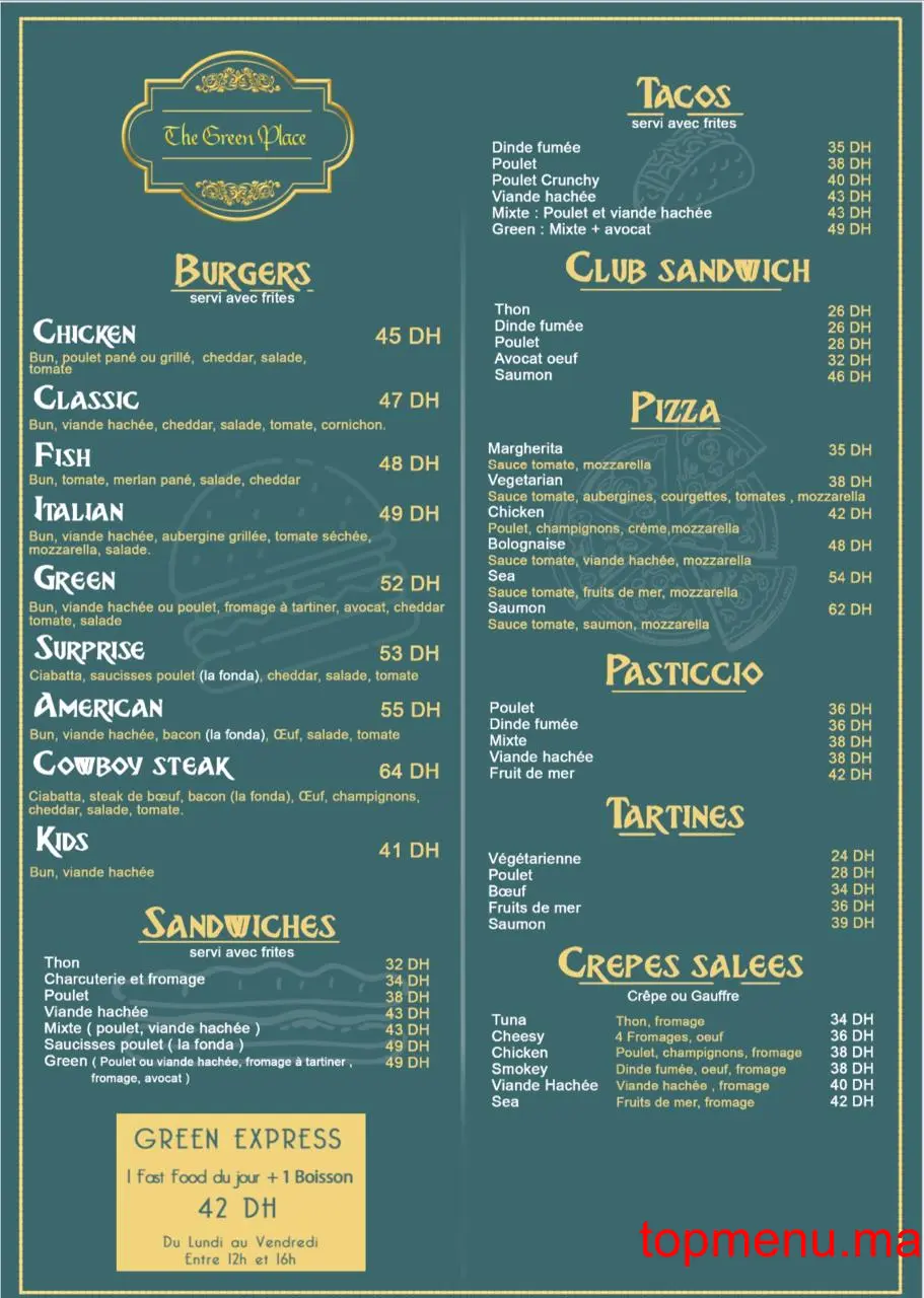 The Green Place menu page 3