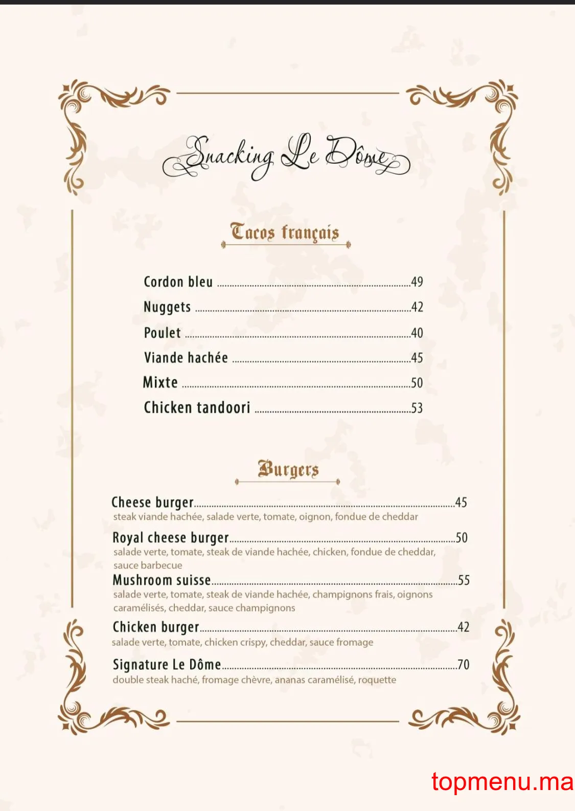 le dôme menu page 6