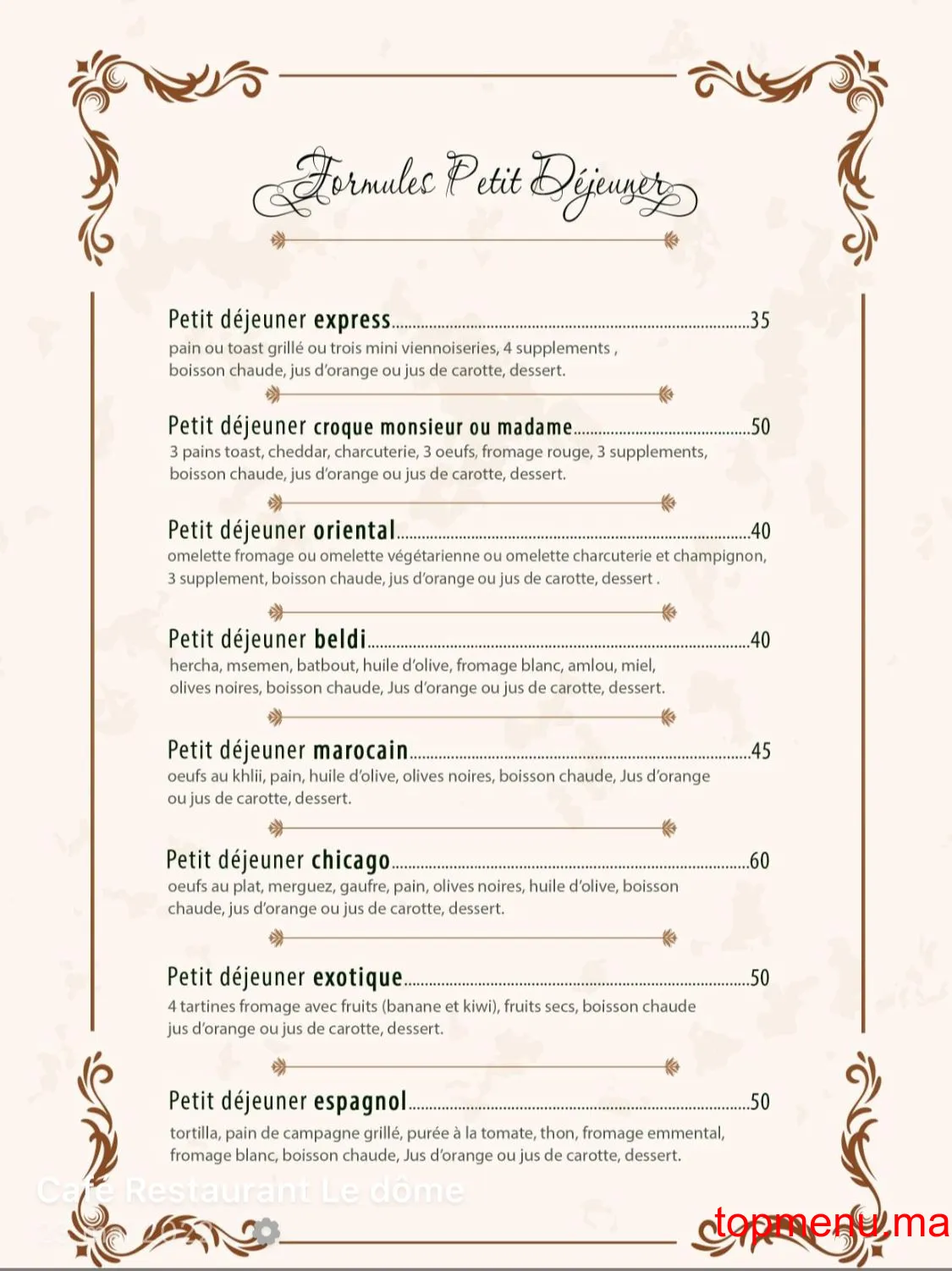 le dôme menu page 2