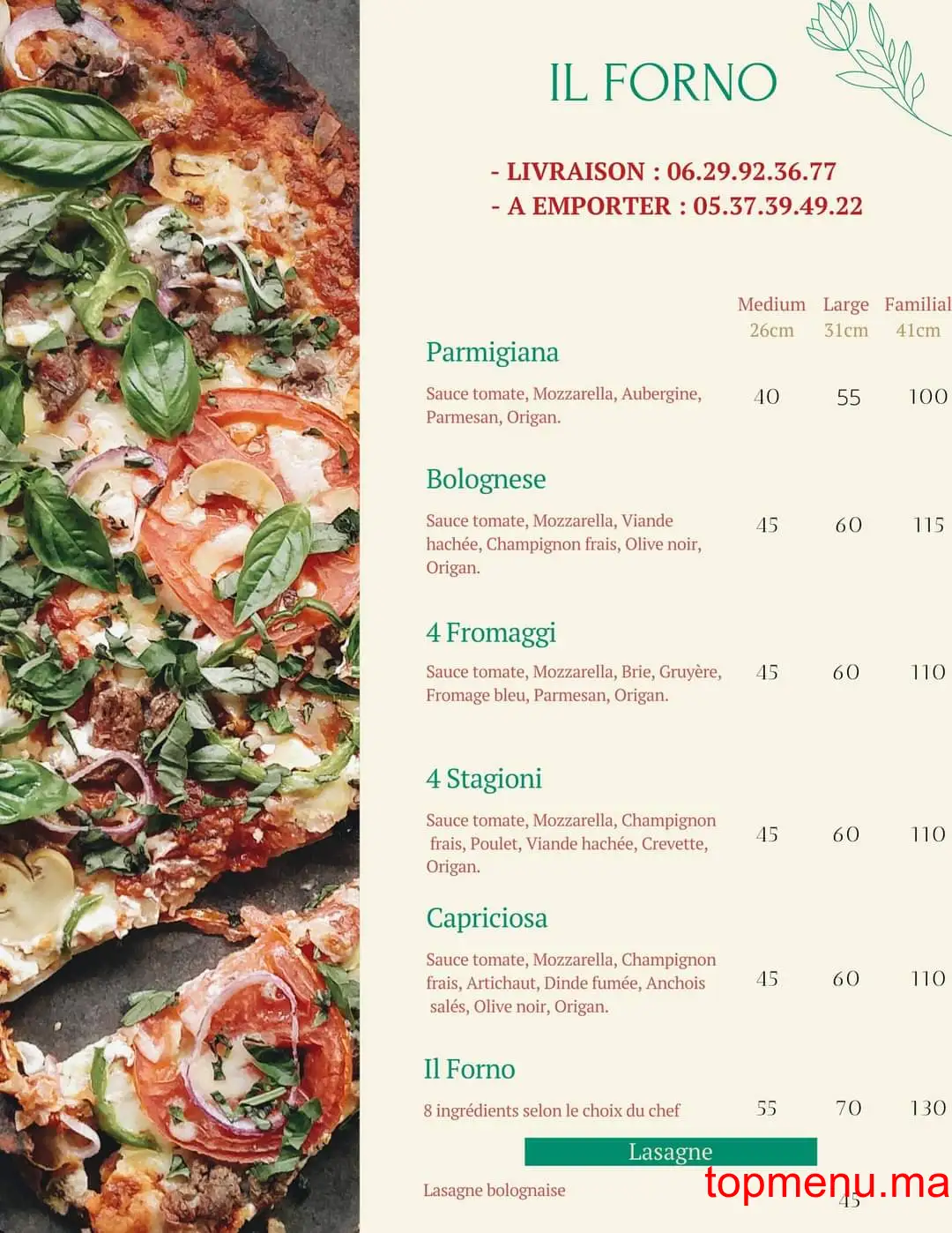 Il Forno menu page 3