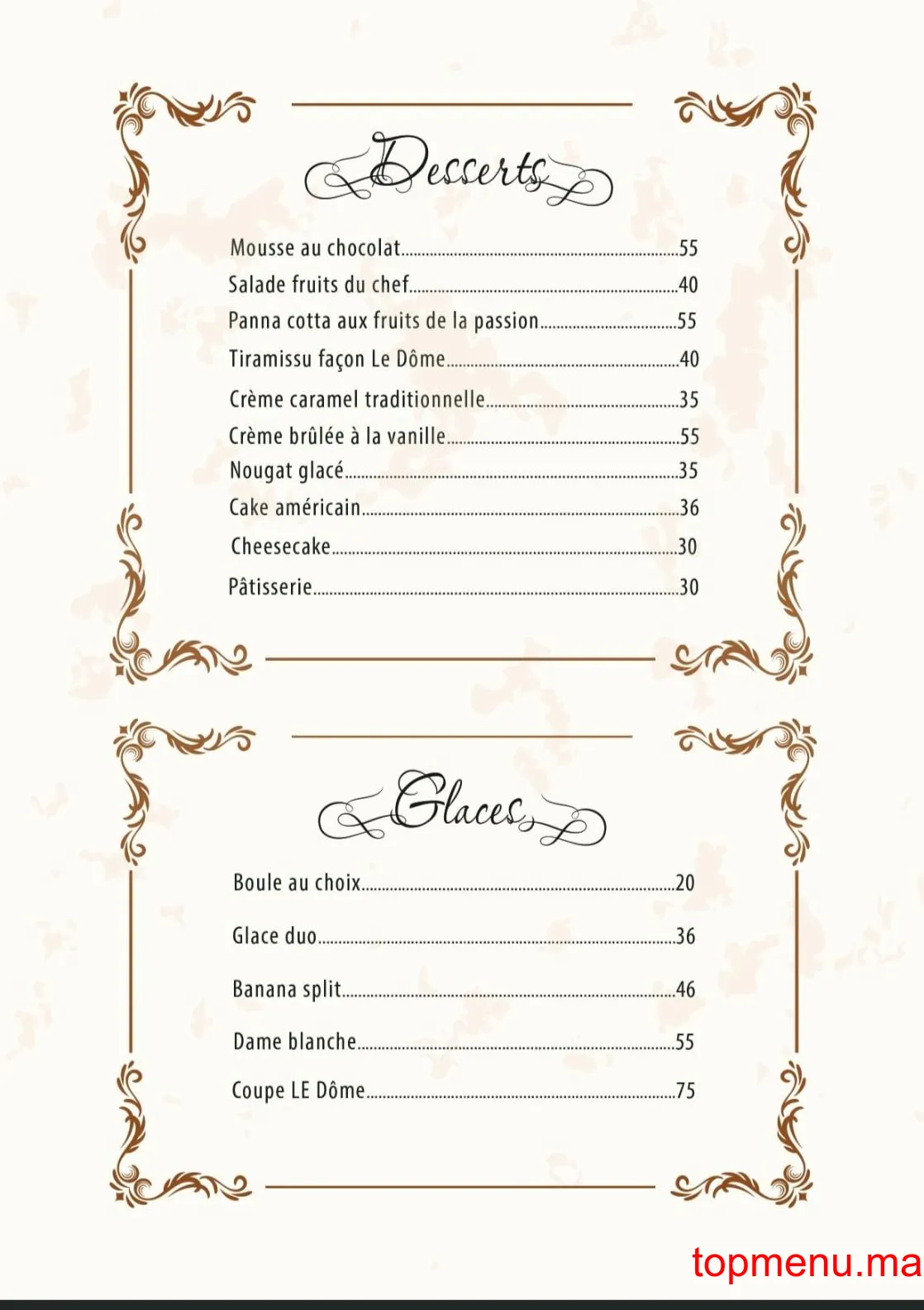 le dôme menu page 13