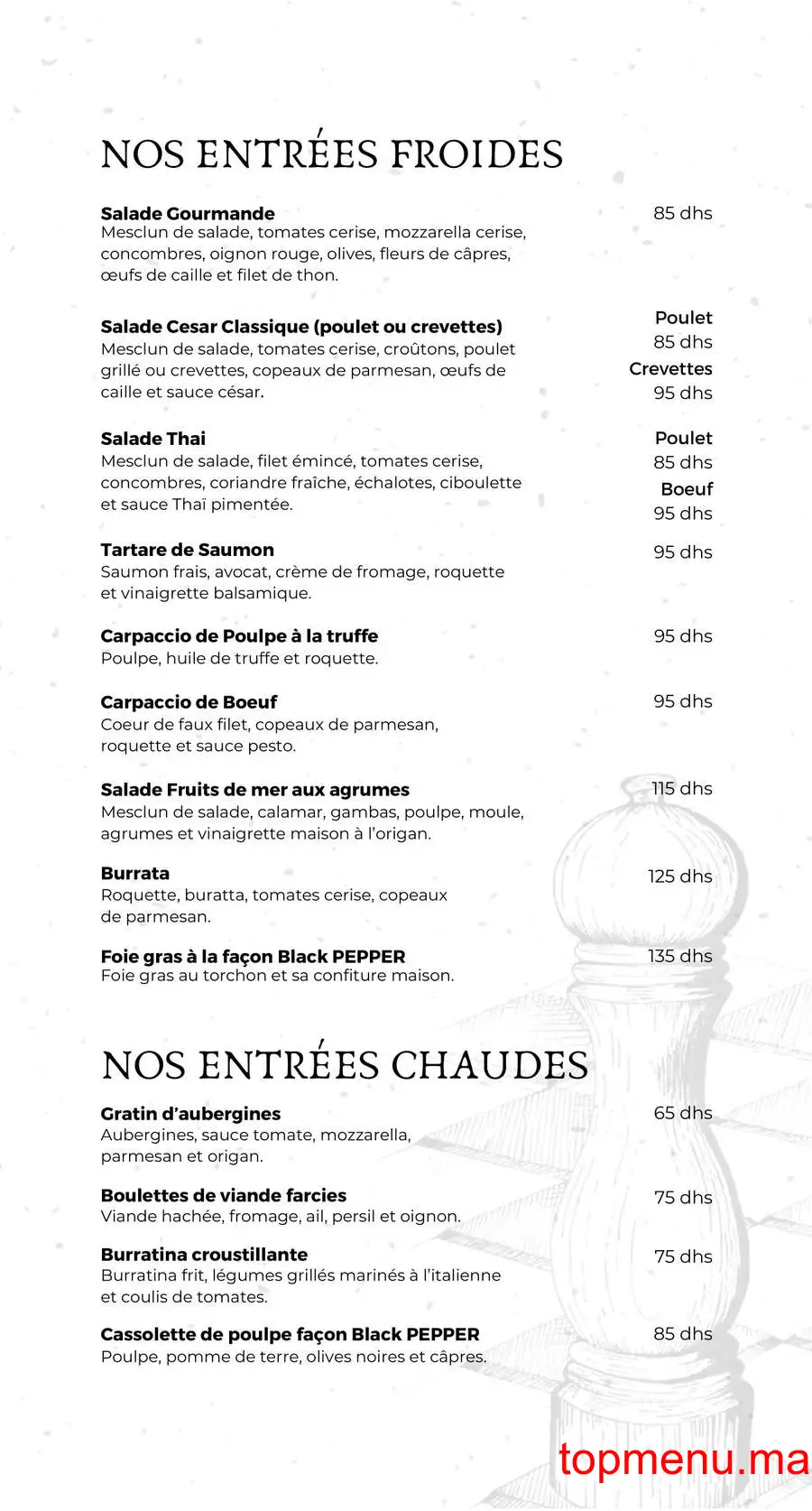 Black Pepper Cosy Kitchen menu page 1