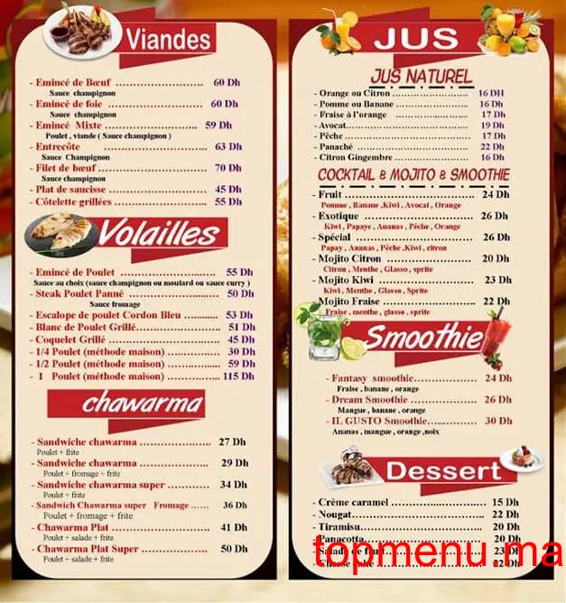 Il Gusto menu page 1