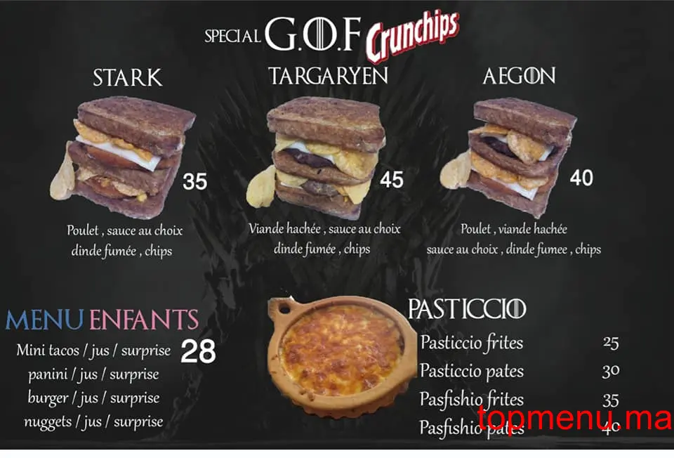 Game of Food menu page 3