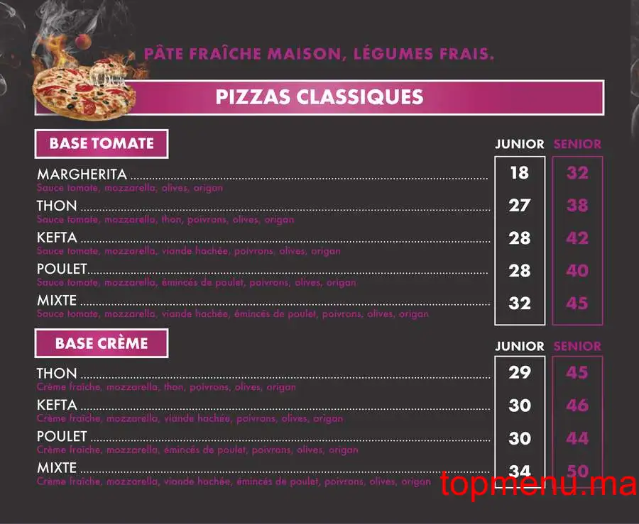 Fresh Pizz menu page 1