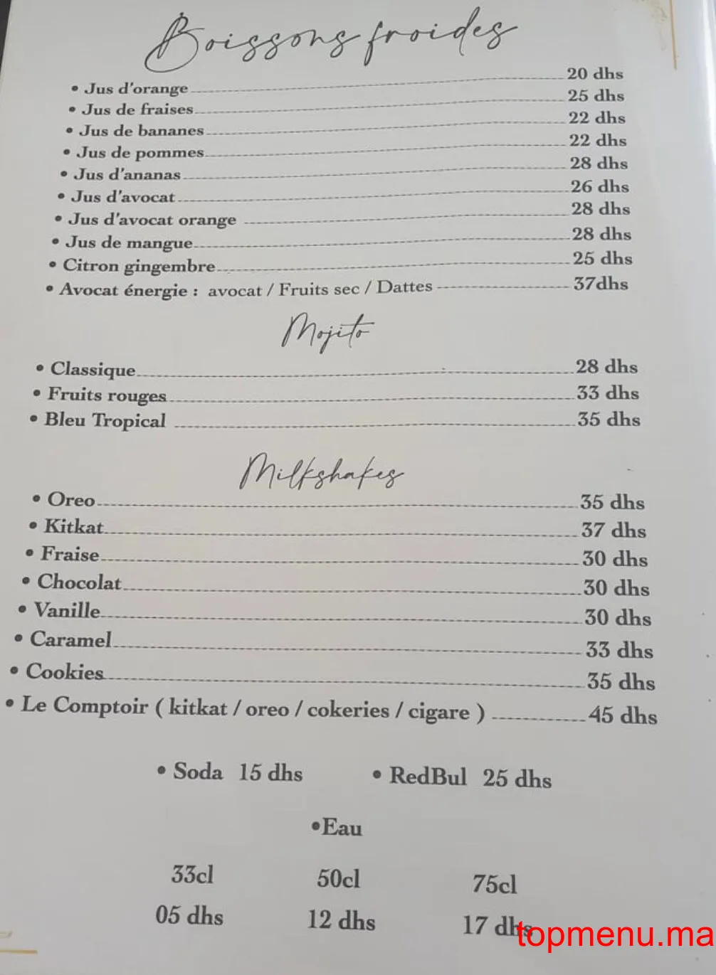 Le comptoir menu page 2