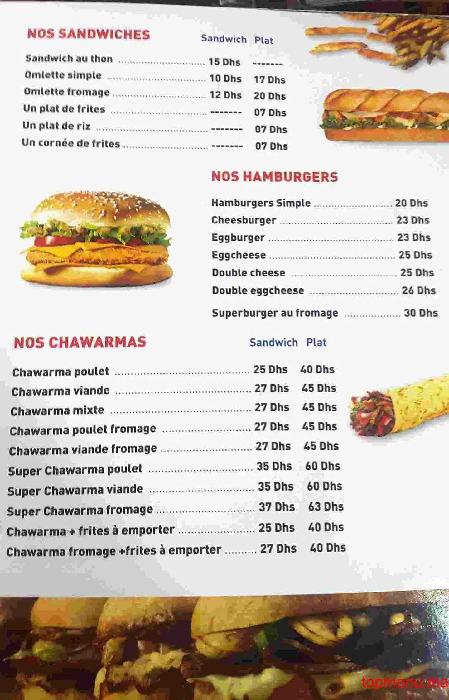 Aux Délices menu page 1