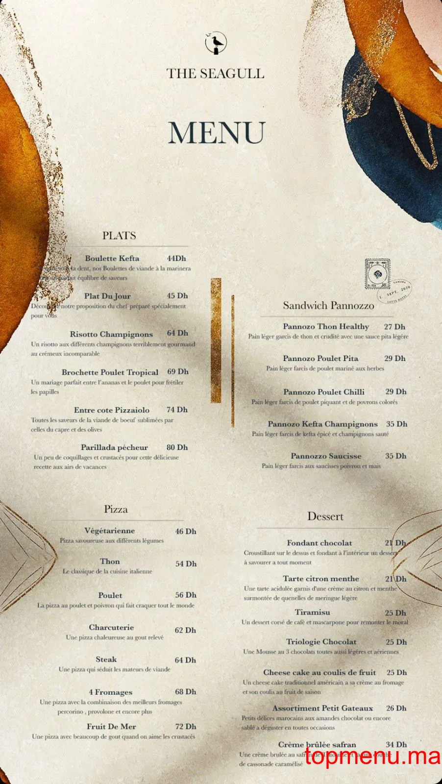 the seagull menu page 1